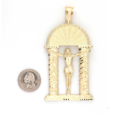 10K Plain Yellow Gold Jesus Pendant 4" Tall 2" Wide - Elite Jewelers - Charms & Pendants