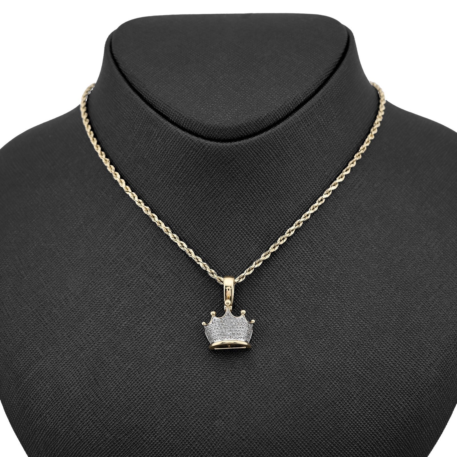 10k Real Yellow Gold 0.3CTW Natural Diamond Crown King Pendant 3.3gms Mens Charm - Elite Jewelers - Charms & Pendants