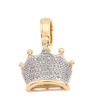 10k Real Yellow Gold 0.3CTW Natural Diamond Crown King Pendant 3.3gms Mens Charm - Elite Jewelers - Charms & Pendants