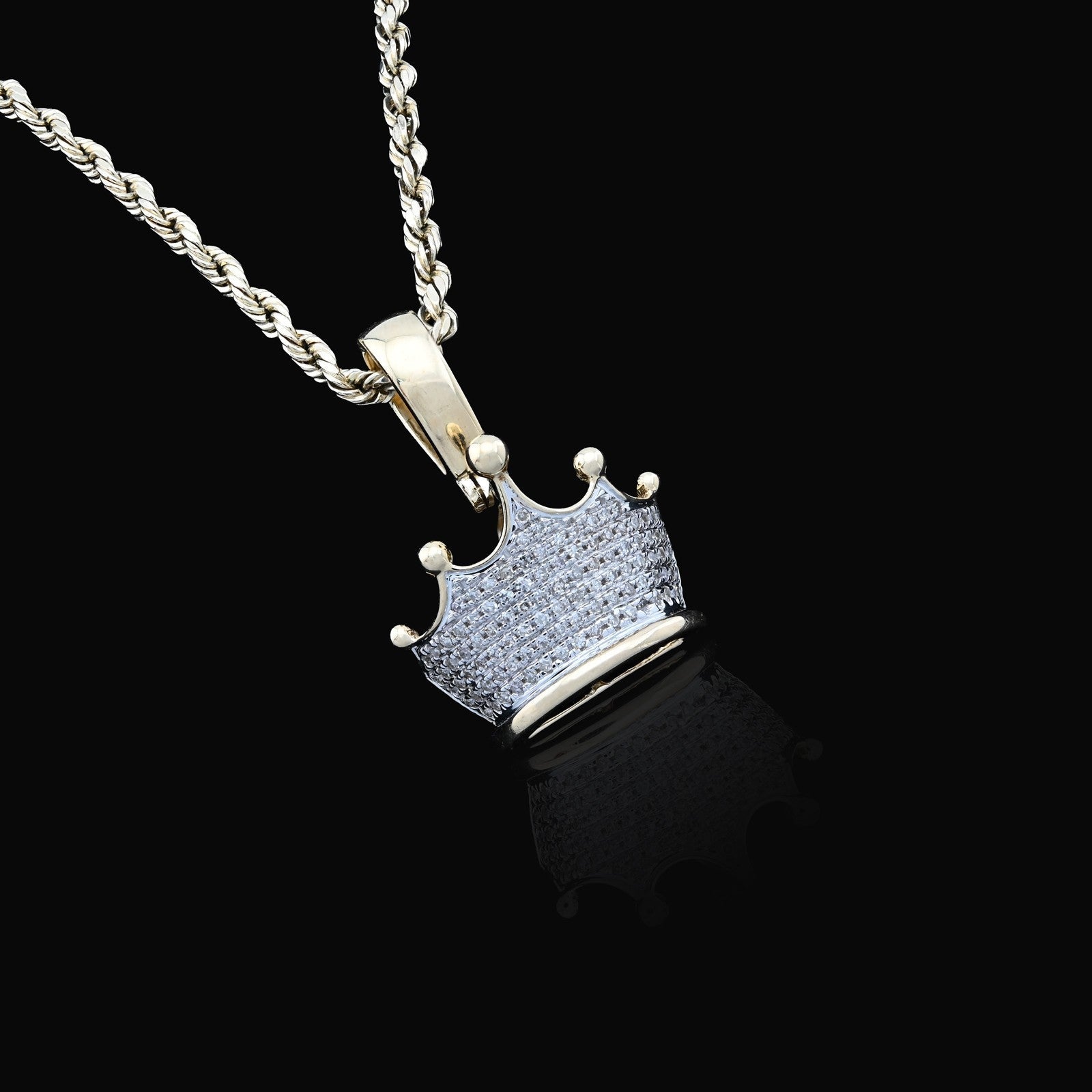 10k Real Yellow Gold 0.3CTW Natural Diamond Crown King Pendant 3.3gms Mens Charm - Elite Jewelers - Charms & Pendants