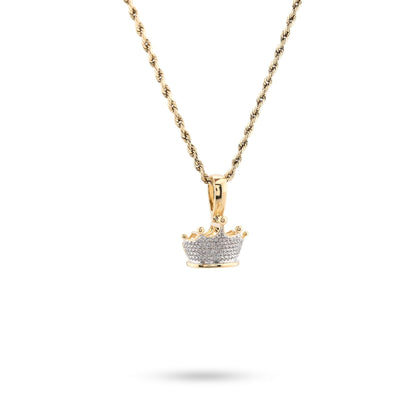 10k Real Yellow Gold 0.3CTW Natural Diamond Crown King Pendant 3.3gms Mens Charm - Elite Jewelers - Charms & Pendants