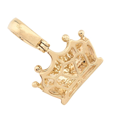10k Real Yellow Gold 0.3CTW Natural Diamond Crown King Pendant 3.3gms Mens Charm - Elite Jewelers - Charms & Pendants