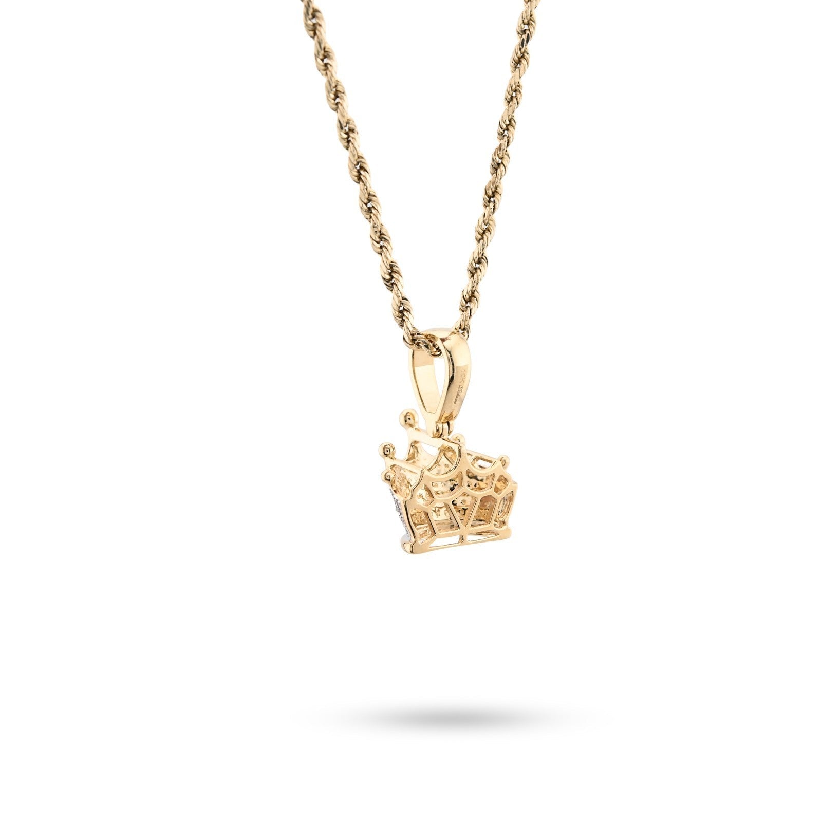 10k Real Yellow Gold 0.3CTW Natural Diamond Crown King Pendant 3.3gms Mens Charm - Elite Jewelers - Charms & Pendants