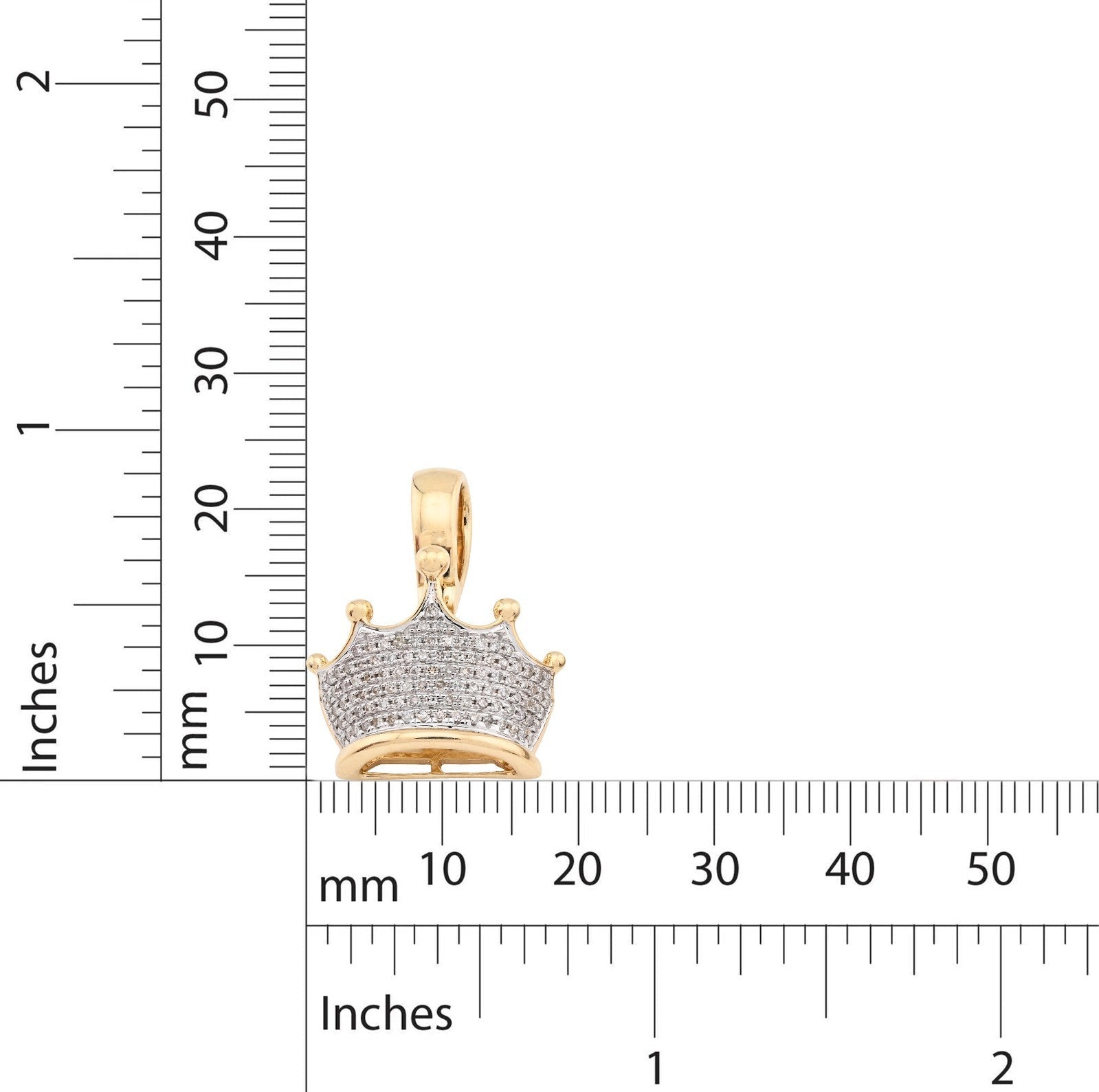 10k Real Yellow Gold 0.3CTW Natural Diamond Crown King Pendant 3.3gms Mens Charm - Elite Jewelers - Charms & Pendants