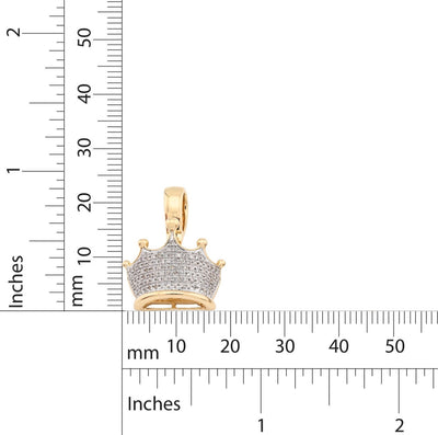 10k Real Yellow Gold 0.3CTW Natural Diamond Crown King Pendant 3.3gms Mens Charm - Elite Jewelers - Charms & Pendants