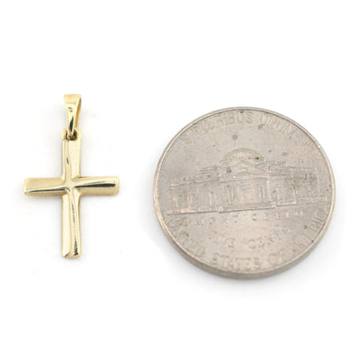 10k Real Yellow Gold Cross Religious Charm Pendant 0.75" Men Women 11MM 0.5g - Elite Jewelers - Charms & Pendants