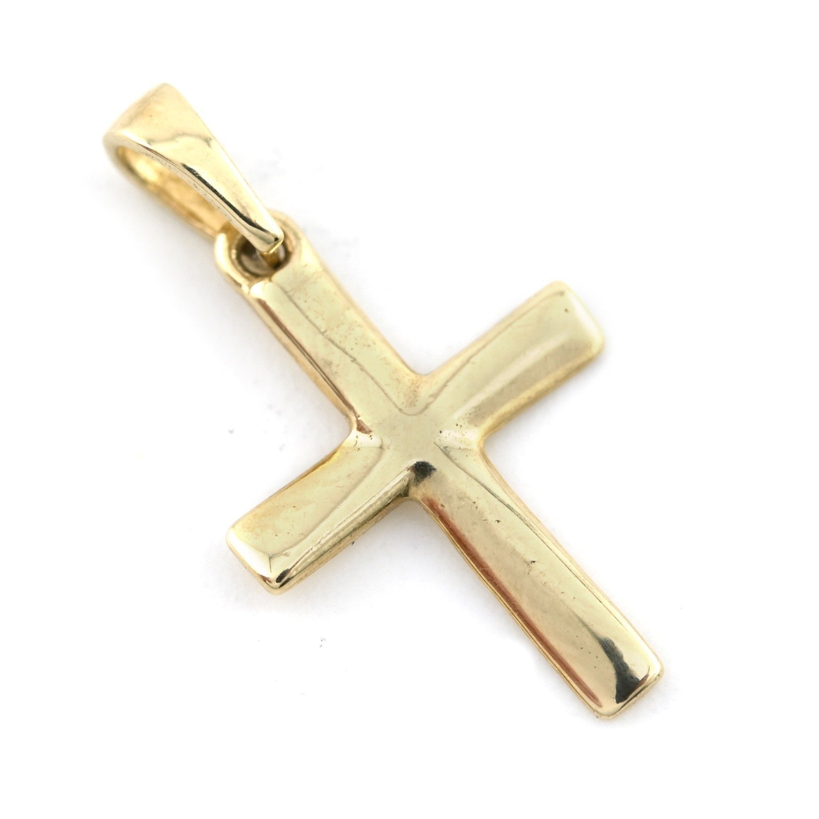 10k Real Yellow Gold Cross Religious Charm Pendant 0.75" Men Women 11MM 0.5g - Elite Jewelers - Charms & Pendants