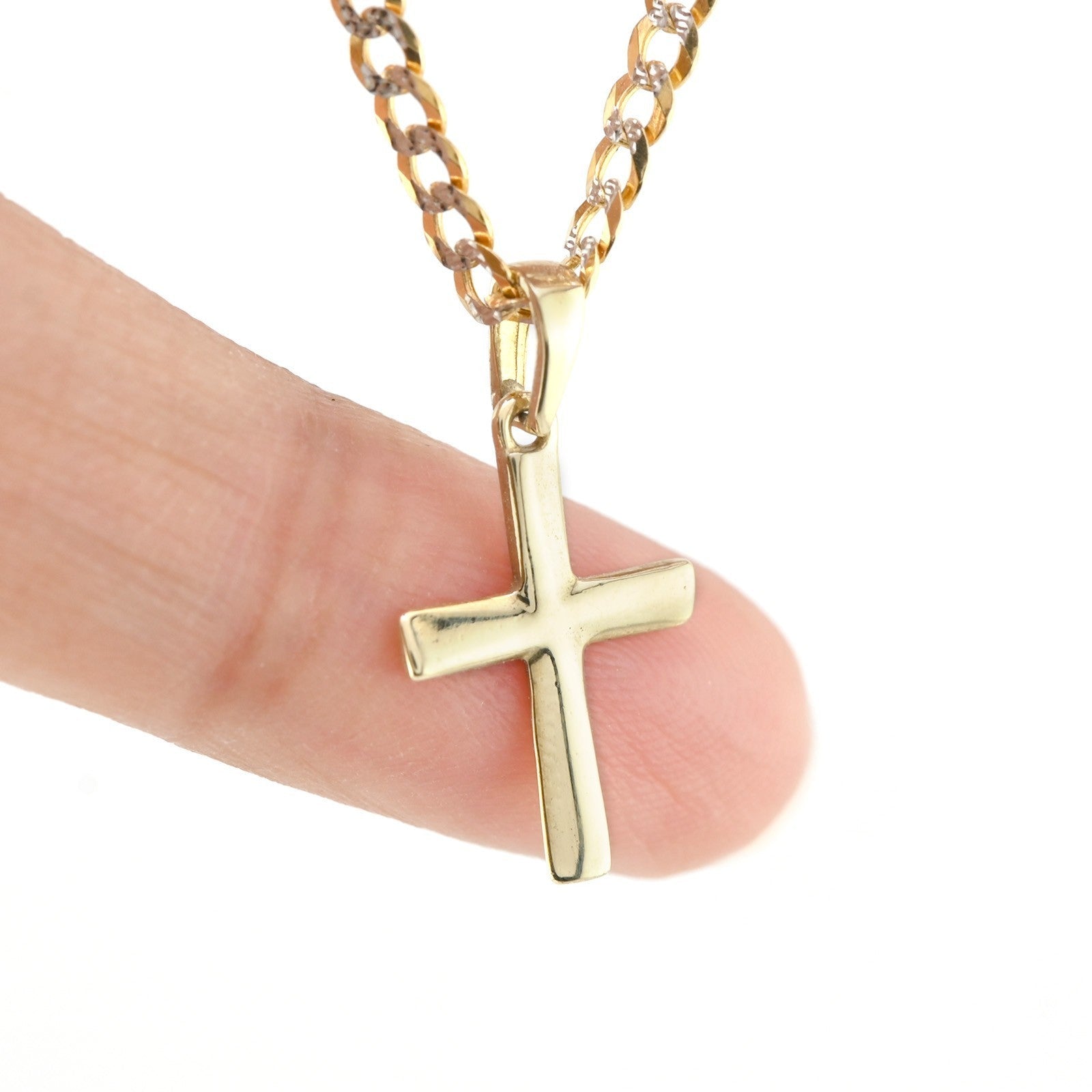 10k Real Yellow Gold Cross Religious Charm Pendant 0.75" Men Women 11MM 0.5g - Elite Jewelers - Charms & Pendants