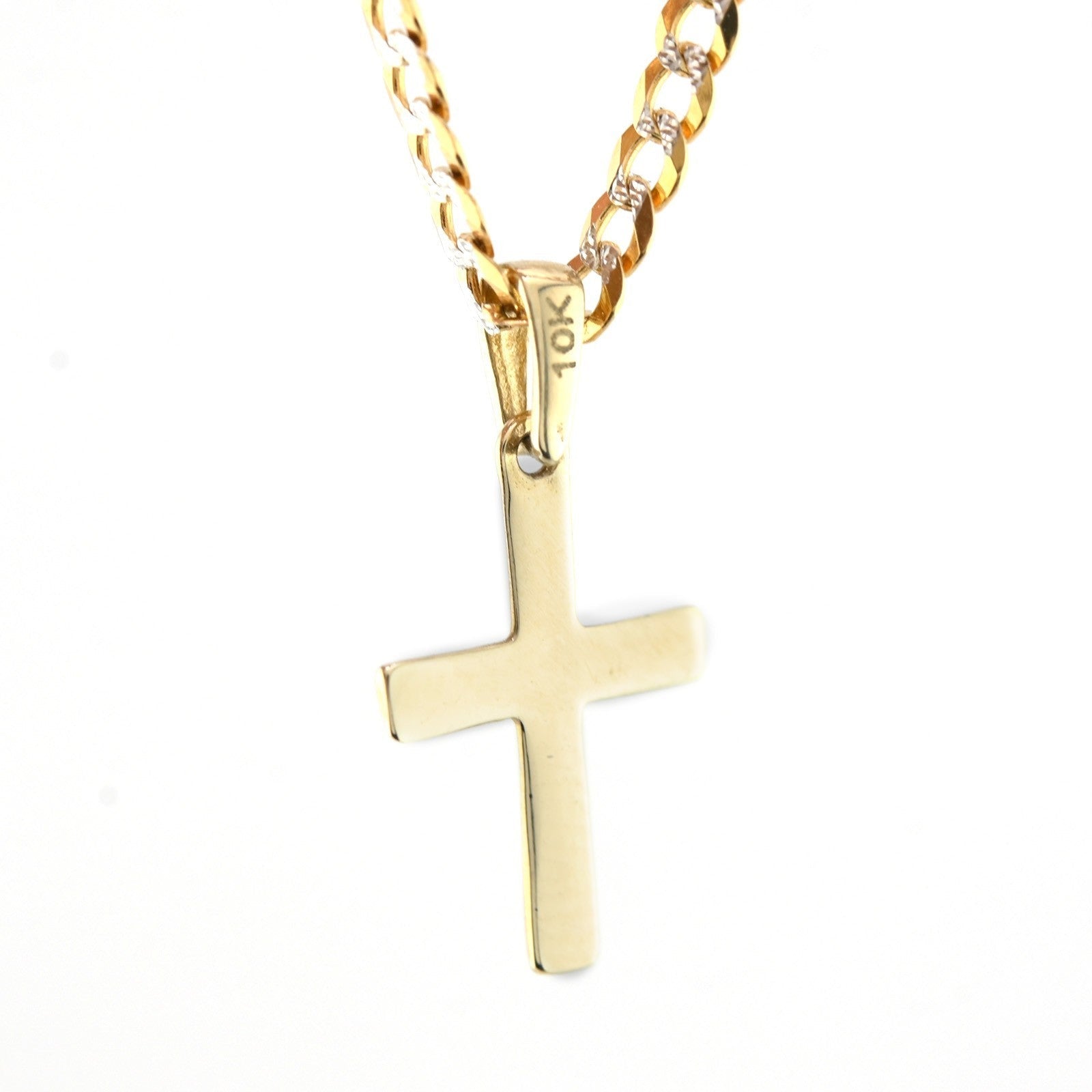 10k Real Yellow Gold Cross Religious Charm Pendant 0.75" Men Women 11MM 0.5g - Elite Jewelers - Charms & Pendants