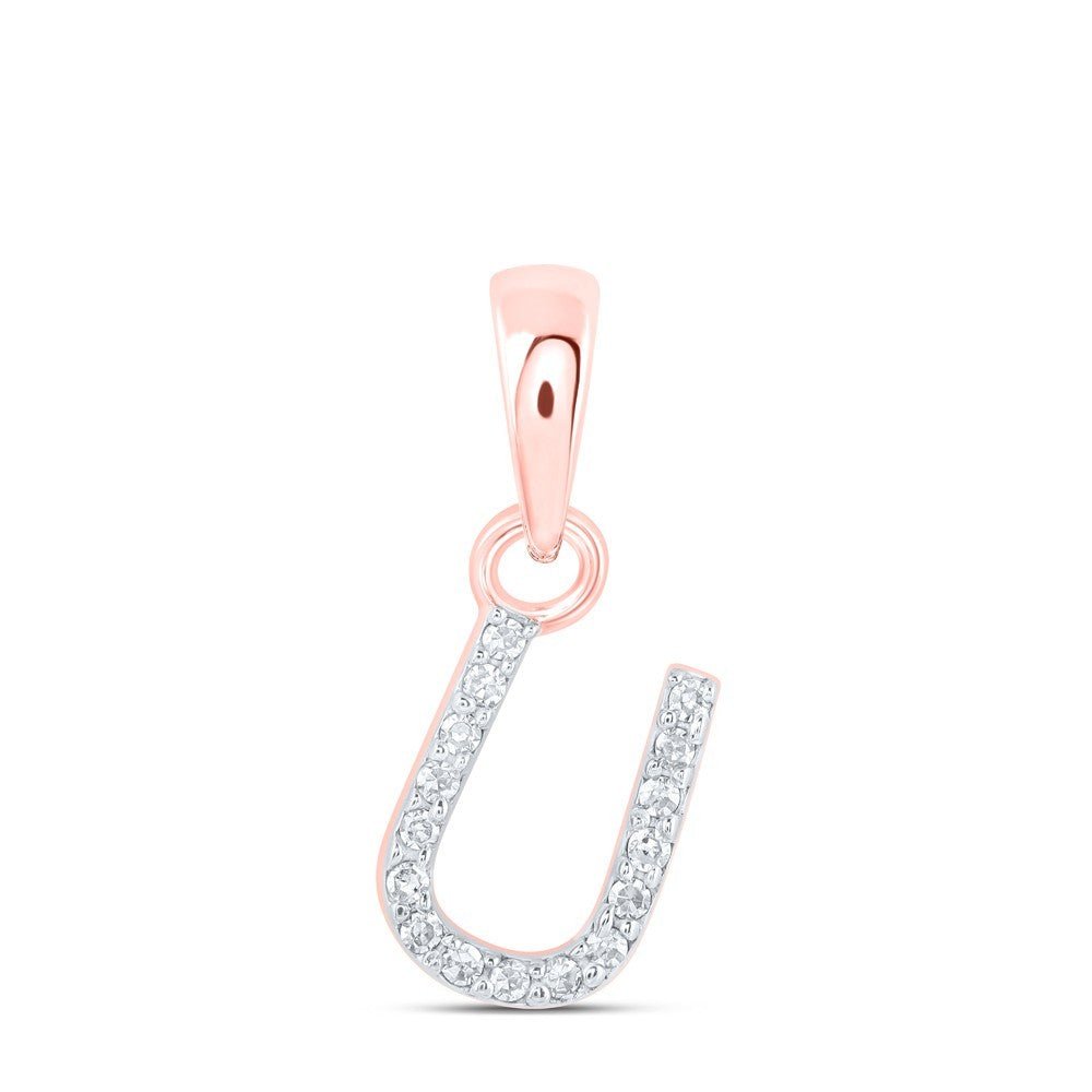 10k Rose Gold 0.03 CTW Natural Diamond Initial "U" Letter Charm 0.36g Pendant - Elite Jewelers - Charms & Pendants