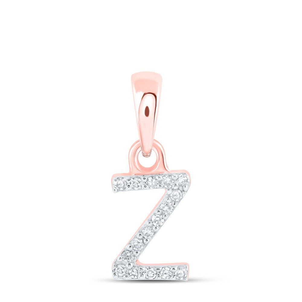 10k Rose Gold 0.03 CTW Natural Diamond Initial "Z" Letter Charm 0.34g Pendant - Elite Jewelers - Charms & Pendants