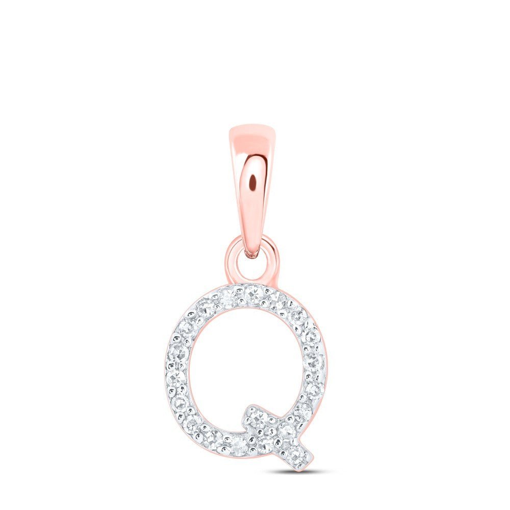 10k Rose Gold 0.04 CTW Natural Diamond Initial "Q" Letter Charm 0.42g Pendant - Elite Jewelers - Charms & Pendants