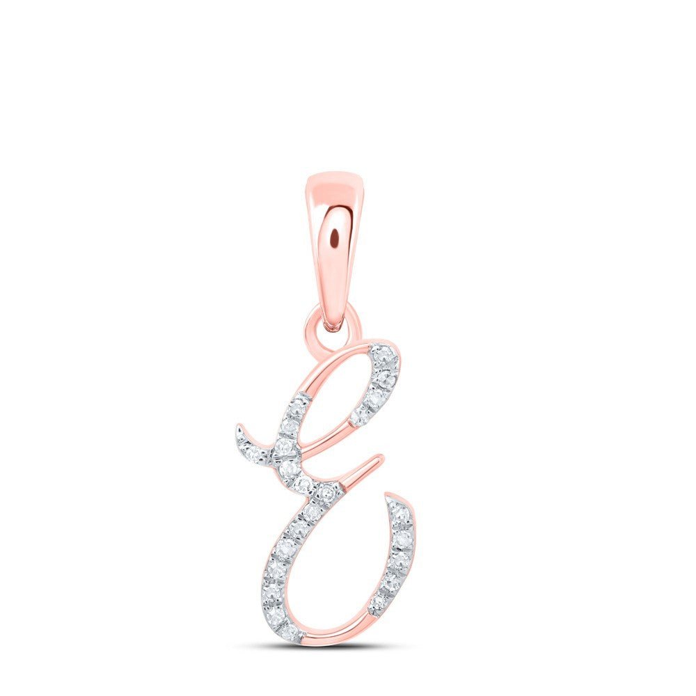 10k Rose Gold 0.07CTW Natural Diamond Initial "E" Charm 0.66g Alphabet Pendant - Elite Jewelers - Charms & Pendants