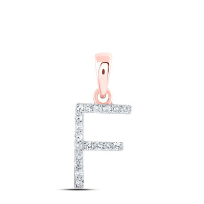 10k Rose Gold 0.07CTW Natural Diamond Initial "F" Charm 0.46g Alphabet Pendant - Elite Jewelers - Charms & Pendants