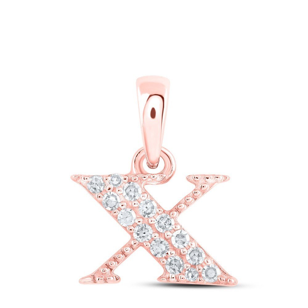 10k Rose Gold 0.07CTW Natural Diamond Initial "X" Charm 0.53g Alphabet Pendant - Elite Jewelers - Charms & Pendants