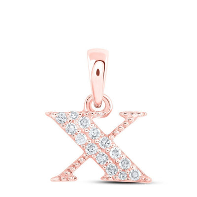 10k Rose Gold 0.07CTW Natural Diamond Initial "X" Charm 0.53g Alphabet Pendant - Elite Jewelers - Charms & Pendants