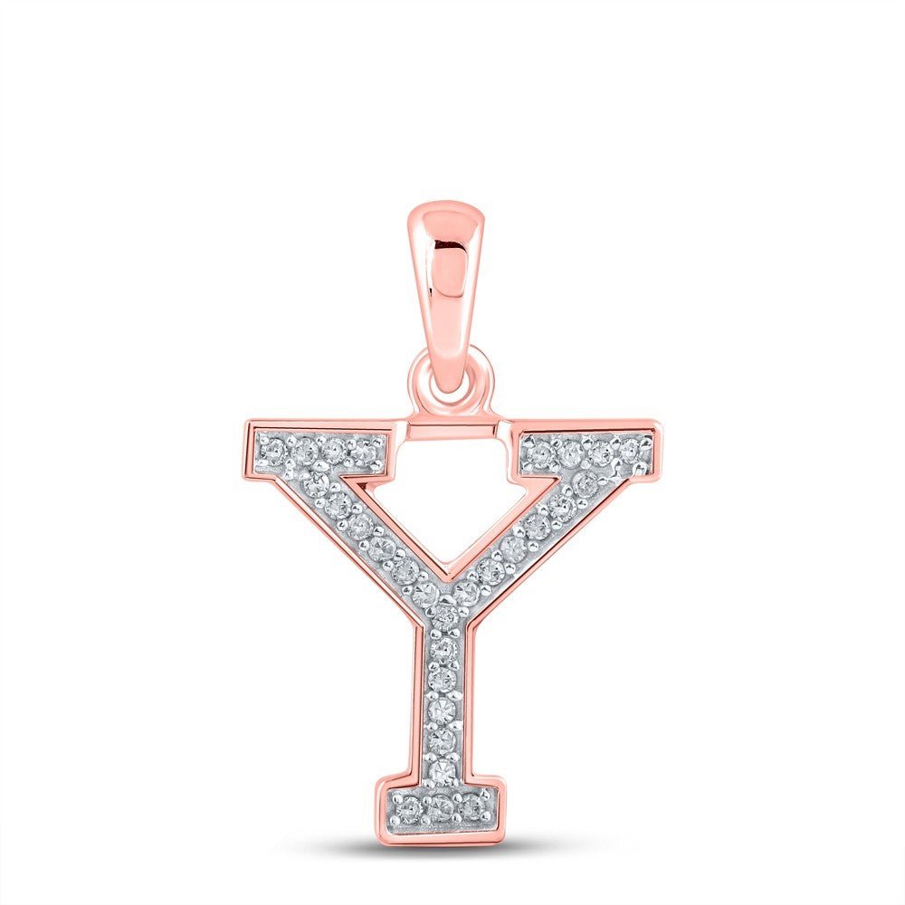 10k Rose Gold 0.07CTW Natural Diamond Initial "Y" Charm 0.58g Alphabet Pendant - Elite Jewelers - Charms & Pendants