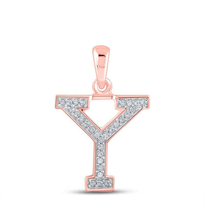 10k Rose Gold 0.07CTW Natural Diamond Initial "Y" Charm 0.58g Alphabet Pendant - Elite Jewelers - Charms & Pendants