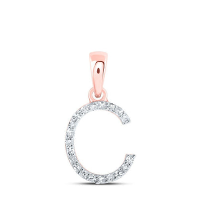 10k Rose Gold 0.08CTW Natural Diamond Initial "C" Charm 0.51g Alphabet Pendant - Elite Jewelers - Charms & Pendants