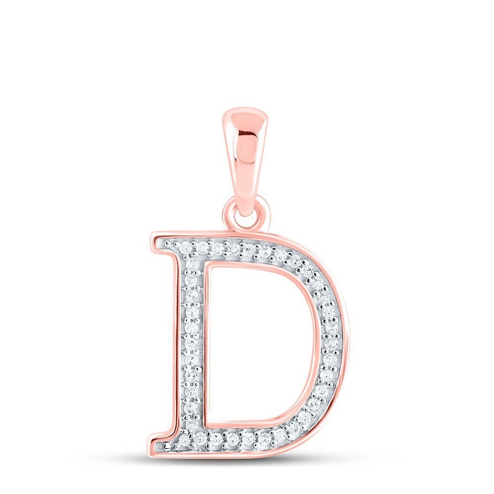 10k Rose Gold 0.08CTW Natural Diamond Initial "D" Charm 0.56g Alphabet Pendant - Elite Jewelers - Charms & Pendants