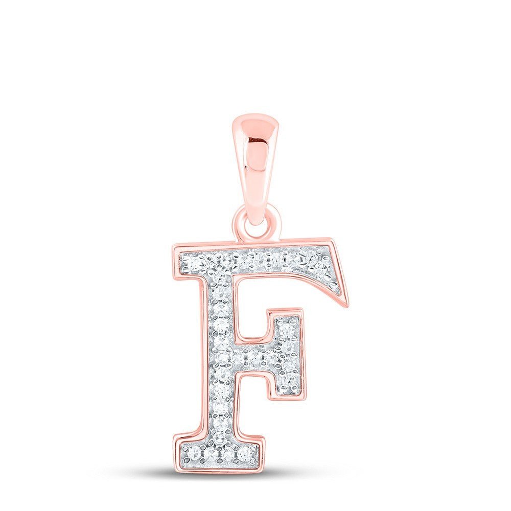 10k Rose Gold 0.08CTW Natural Diamond Initial "F" Charm 0.57g Alphabet Pendant - Elite Jewelers - Charms & Pendants