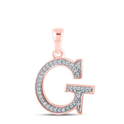 10k Rose Gold 0.08CTW Natural Diamond Initial "G" Charm 0.65g Alphabet Pendant - Elite Jewelers - Charms & Pendants
