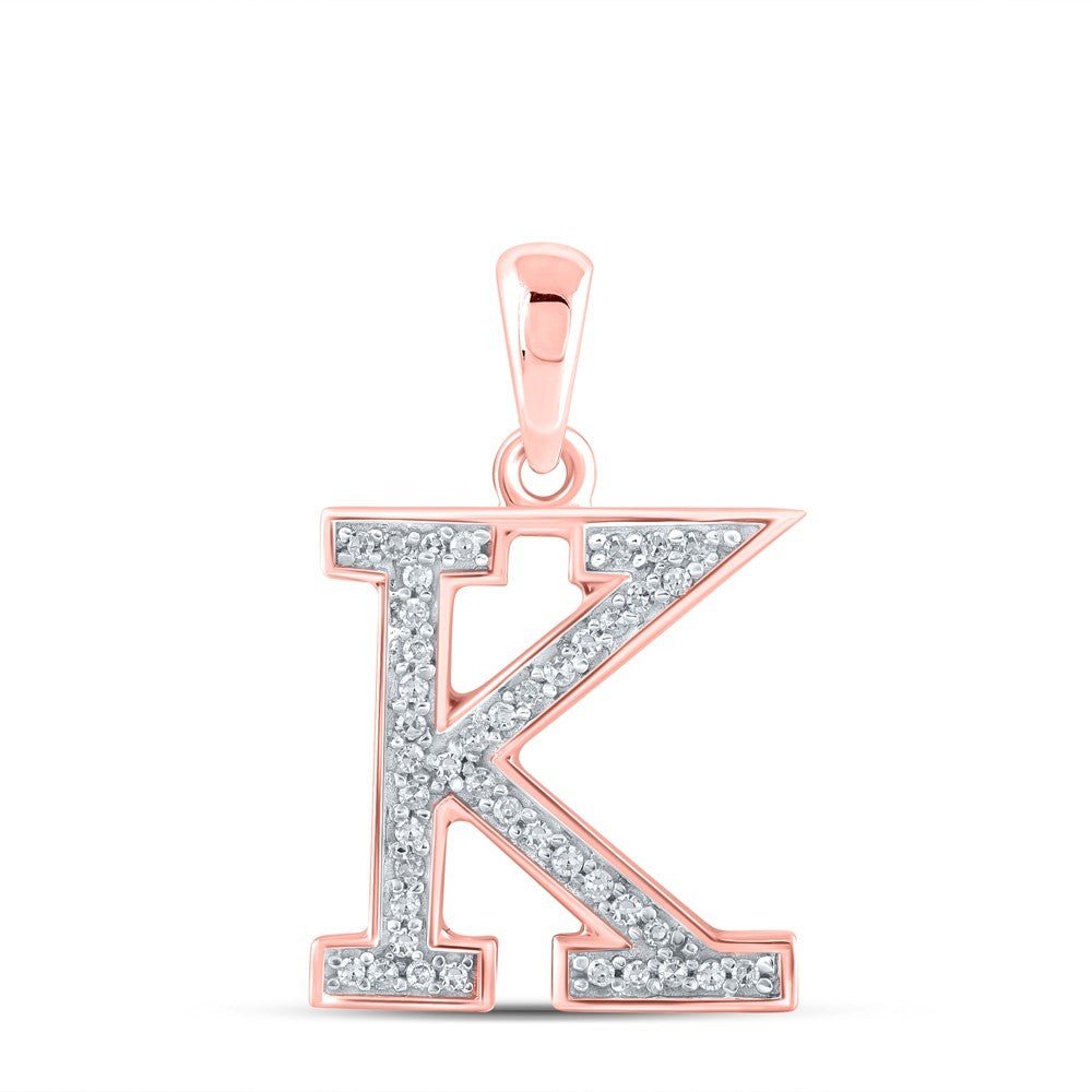 10k Rose Gold 0.08CTW Natural Diamond Initial "K" Charm 0.7g Alphabet Pendant - Elite Jewelers - Charms & Pendants