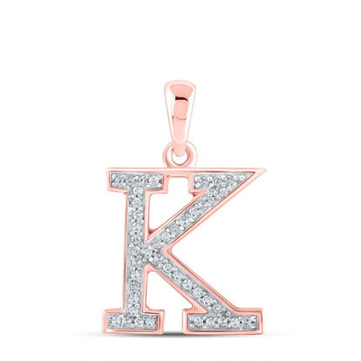 10k Rose Gold 0.08CTW Natural Diamond Initial "K" Charm 0.7g Alphabet Pendant - Elite Jewelers - Charms & Pendants