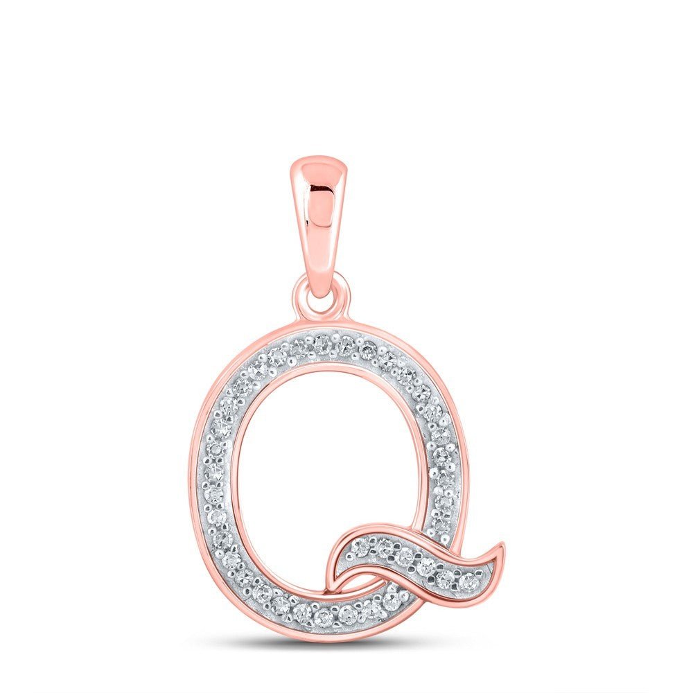 10k Rose Gold 0.08CTW Natural Diamond Initial "Q" Charm 0.67g Alphabet Pendant - Elite Jewelers - Charms & Pendants