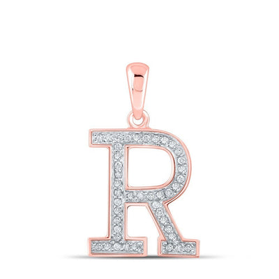 10k Rose Gold 0.08CTW Natural Diamond Initial "R" Charm 0.69g Alphabet Pendant - Elite Jewelers - Charms & Pendants