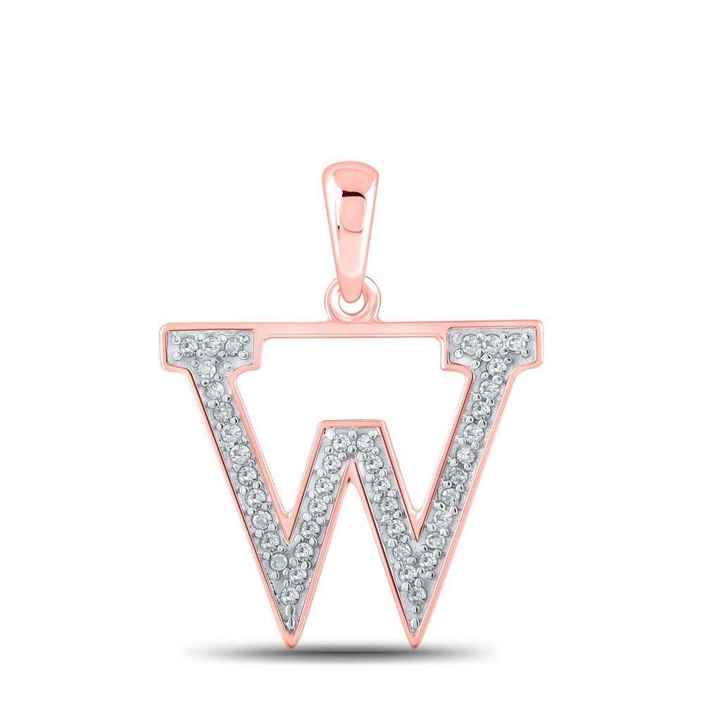 10k Rose Gold 0.08CTW Natural Diamond Initial "W" Charm 0.71g Alphabet Pendant - Elite Jewelers - Charms & Pendants