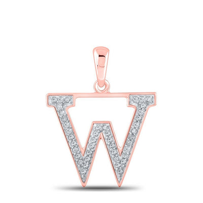 10k Rose Gold 0.08CTW Natural Diamond Initial "W" Charm 0.71g Alphabet Pendant - Elite Jewelers - Charms & Pendants