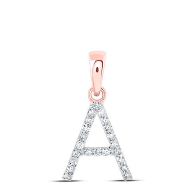 10k Rose Gold 0.09CTW Natural Diamond Initial "A" Charm 0.55g Alphabet Pendant - Elite Jewelers - Charms & Pendants