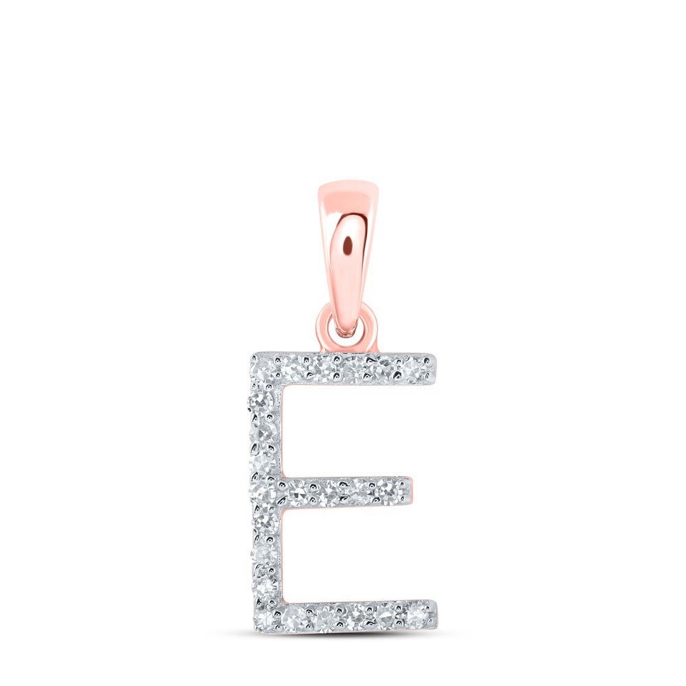 10k Rose Gold 0.09CTW Natural Diamond Initial "E" Charm 0.55g Alphabet Pendant - Elite Jewelers - Charms & Pendants