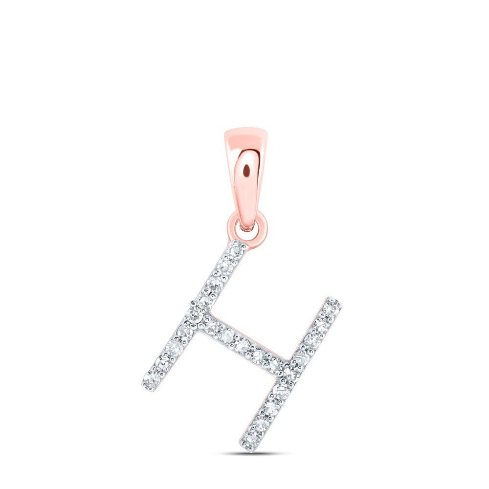 10k Rose Gold 0.09CTW Natural Diamond Initial "H" Charm 0.58g Alphabet Pendant - Elite Jewelers - Charms & Pendants