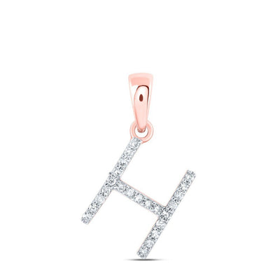 10k Rose Gold 0.09CTW Natural Diamond Initial "H" Charm 0.58g Alphabet Pendant - Elite Jewelers - Charms & Pendants