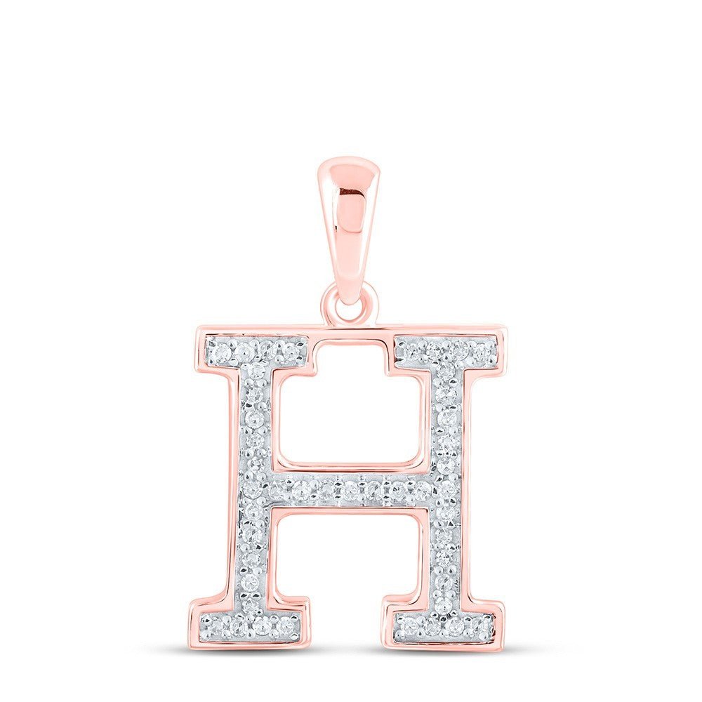 10k Rose Gold 0.09CTW Natural Diamond Initial "H" Charm 0.76g Alphabet Pendant - Elite Jewelers - Charms & Pendants