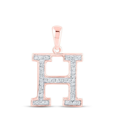 10k Rose Gold 0.09CTW Natural Diamond Initial "H" Charm 0.76g Alphabet Pendant - Elite Jewelers - Charms & Pendants