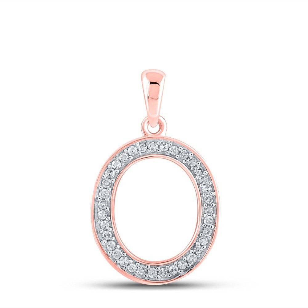 10k Rose Gold 0.09CTW Natural Diamond Initial "O" Charm 0.63g Alphabet Pendant - Elite Jewelers - Charms & Pendants