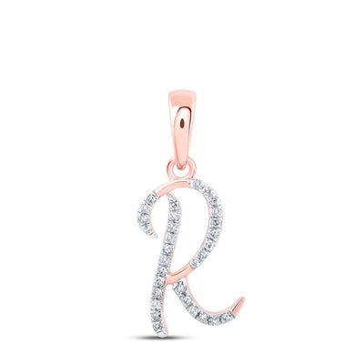 10k Rose Gold 0.09CTW Natural Diamond Initial "R" Charm 0.78g Alphabet Pendant - Elite Jewelers - Charms & Pendants