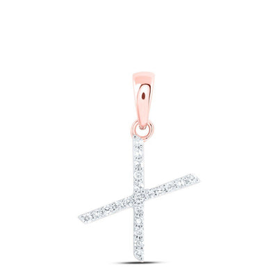 10k Rose Gold 0.09CTW Natural Diamond Initial "X" Charm 0.51g Alphabet Pendant - Elite Jewelers - Charms & Pendants