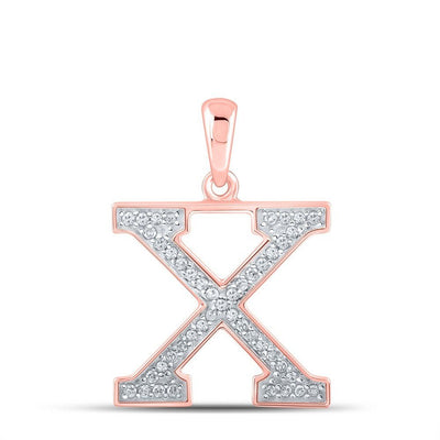 10k Rose Gold 0.09CTW Natural Diamond Initial "X" Charm 0.71g Alphabet Pendant - Elite Jewelers - Charms & Pendants
