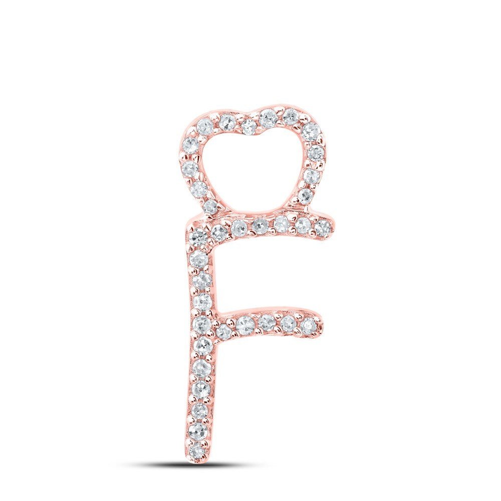 10k Rose Gold 0.11CTW Natural Diamond Initial "F" Charm 0.76g Alphabet Pendant - Elite Jewelers - Charms & Pendants