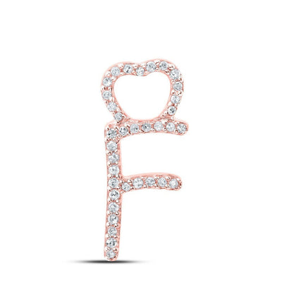 10k Rose Gold 0.11CTW Natural Diamond Initial "F" Charm 0.76g Alphabet Pendant - Elite Jewelers - Charms & Pendants