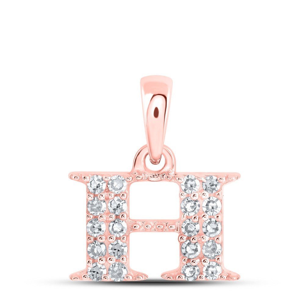 10k Rose Gold 0.11CTW Natural Diamond Initial "H" Charm 0.64g Alphabet Pendant - Elite Jewelers - Charms & Pendants