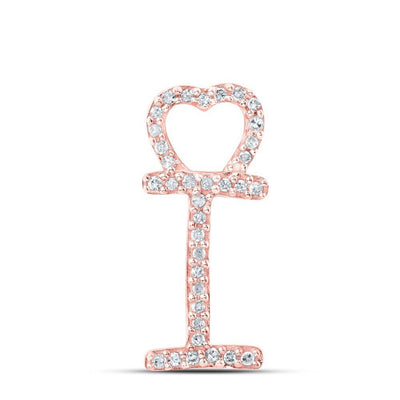 10k Rose Gold 0.11CTW Natural Diamond Initial "I" Charm 0.86g Alphabet Pendant - Elite Jewelers - Charms & Pendants