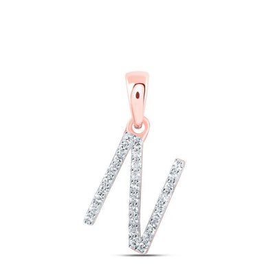 10k Rose Gold 0.11CTW Natural Diamond Initial "N" Charm 0.67g Alphabet Pendant - Elite Jewelers - Charms & Pendants