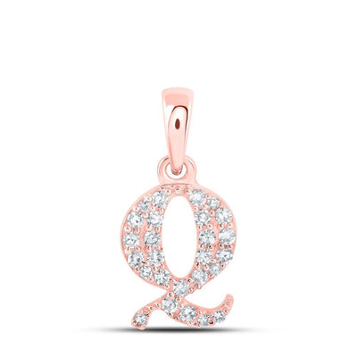 10k Rose Gold 0.11CTW Natural Diamond Initial "Q" Charm 1g Alphabet Pendant - Elite Jewelers - Charms & Pendants