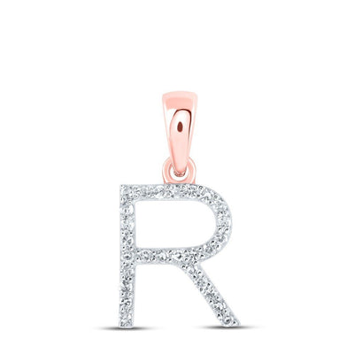 10k Rose Gold 0.11CTW Natural Diamond Initial "R" Charm 0.66g Alphabet Pendant - Elite Jewelers - Charms & Pendants