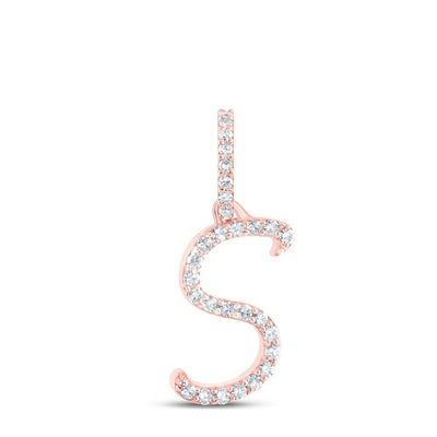 10k Rose Gold 0.11CTW Natural Diamond Initial "S" Charm 0.57g Alphabet Pendant - Elite Jewelers - Charms & Pendants